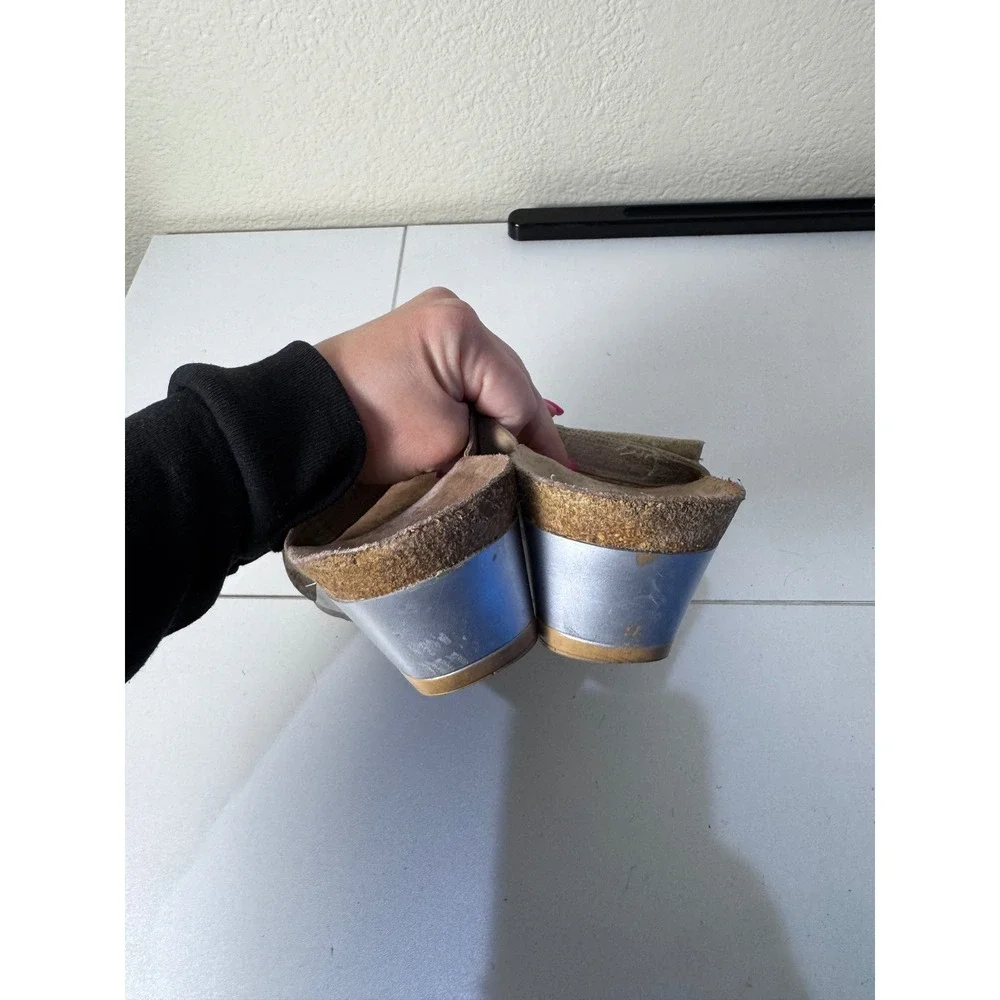 Naot Wedge Sandals Womens 39 8.5 8 Metallic Leather Cork‎ Platform Comfort Boho